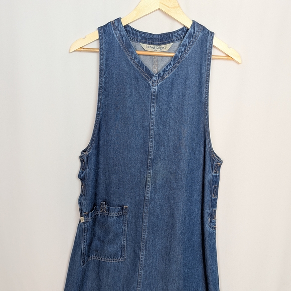 Denim Sleeveless A-Line Midi Dress - Picture 3 of 9